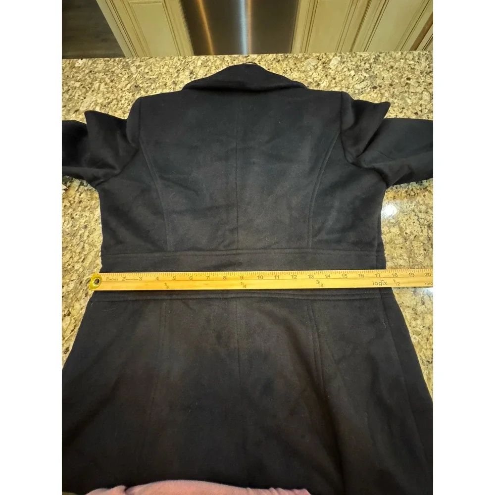 Anne Klein Black Wool CASHMERE Blend Coat Women's Size 4 Classic Tailored Long